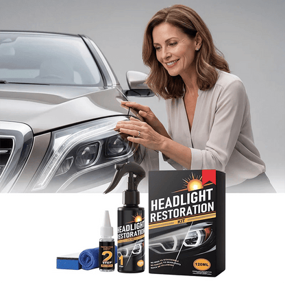 🥳2026 HOT SALE🥳💞50K+ SOLD!⏰🔧 Headlight Restorer Kit – 2 steps, no disassembly. Removes yellow haze, restores clarity. Long‑lasting UV shield. 🚗✨