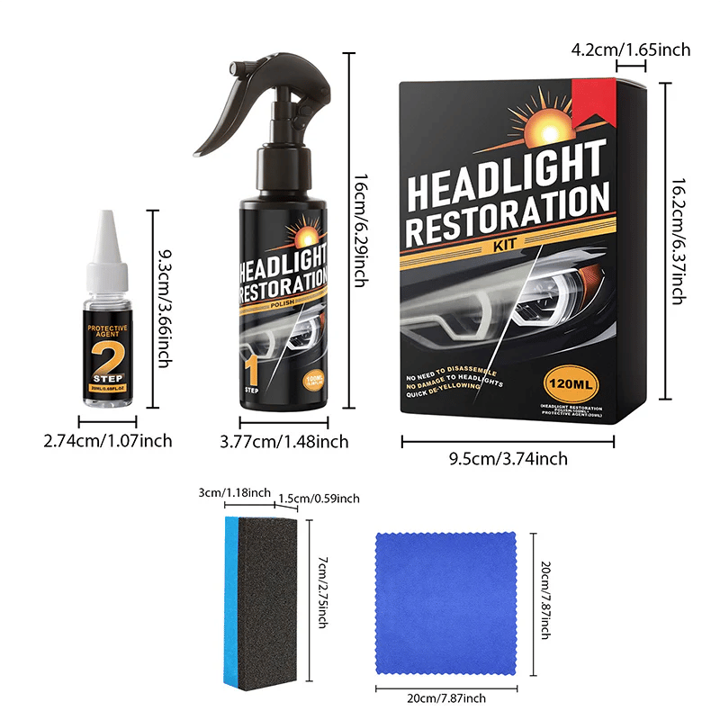 🥳2026 HOT SALE🥳💞50K+ SOLD!⏰🔧 Headlight Restorer Kit – 2 steps, no disassembly. Removes yellow haze, restores clarity. Long‑lasting UV shield. 🚗✨
