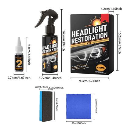 🥳2026 HOT SALE🥳💞50K+ SOLD!⏰🔧 Headlight Restorer Kit – 2 steps, no disassembly. Removes yellow haze, restores clarity. Long‑lasting UV shield. 🚗✨