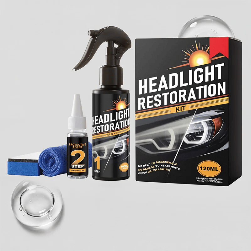 🥳2026 HOT SALE🥳💞50K+ SOLD!⏰🔧 Headlight Restorer Kit – 2 steps, no disassembly. Removes yellow haze, restores clarity. Long‑lasting UV shield. 🚗✨