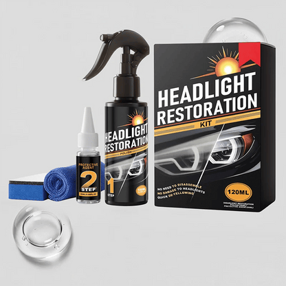 🥳2026 HOT SALE🥳💞50K+ SOLD!⏰🔧 Headlight Restorer Kit – 2 steps, no disassembly. Removes yellow haze, restores clarity. Long‑lasting UV shield. 🚗✨