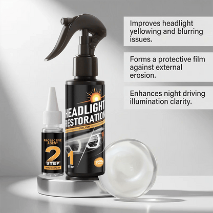 🥳2026 HOT SALE🥳💞50K+ SOLD!⏰🔧 Headlight Restorer Kit – 2 steps, no disassembly. Removes yellow haze, restores clarity. Long‑lasting UV shield. 🚗✨