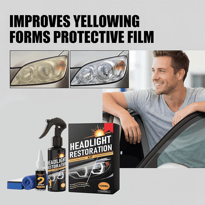 🥳2026 HOT SALE🥳💞50K+ SOLD!⏰🔧 Headlight Restorer Kit – 2 steps, no disassembly. Removes yellow haze, restores clarity. Long‑lasting UV shield. 🚗✨
