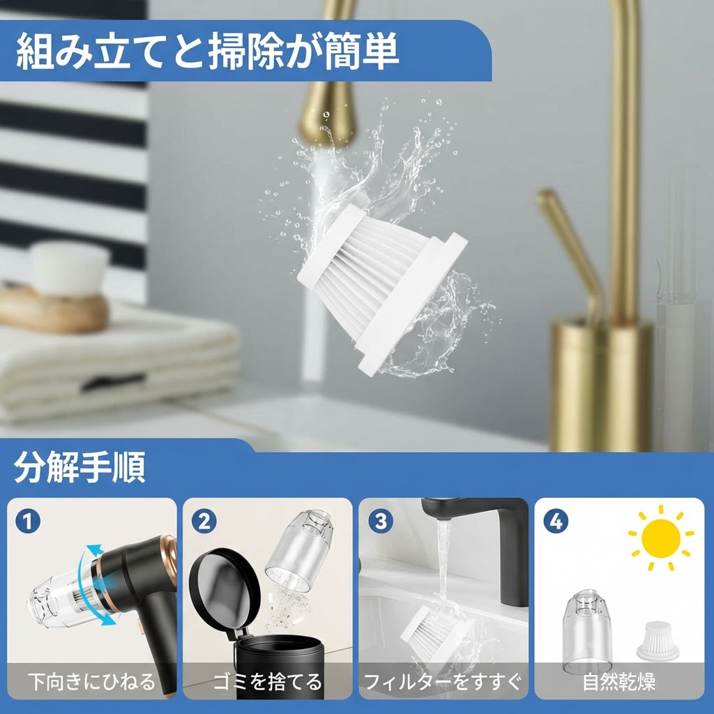 RODENT LAB™  充電式ハンディ掃除機｜25000Pa 強力吸引・吸引＋送風2WAY・車内も家もこれ1台