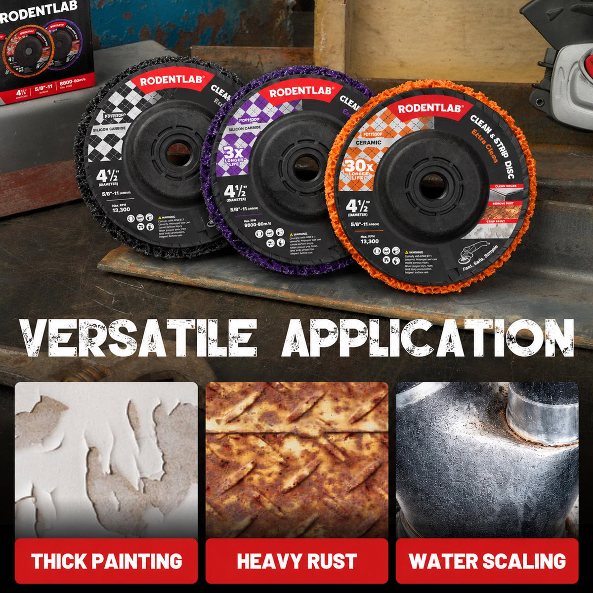 Stripping Discs 4-1/2" Paint & Rust Removal Wheels for Angle Grinder, Clean and Remove Coatings, Scaling, Welds and Oxidation
