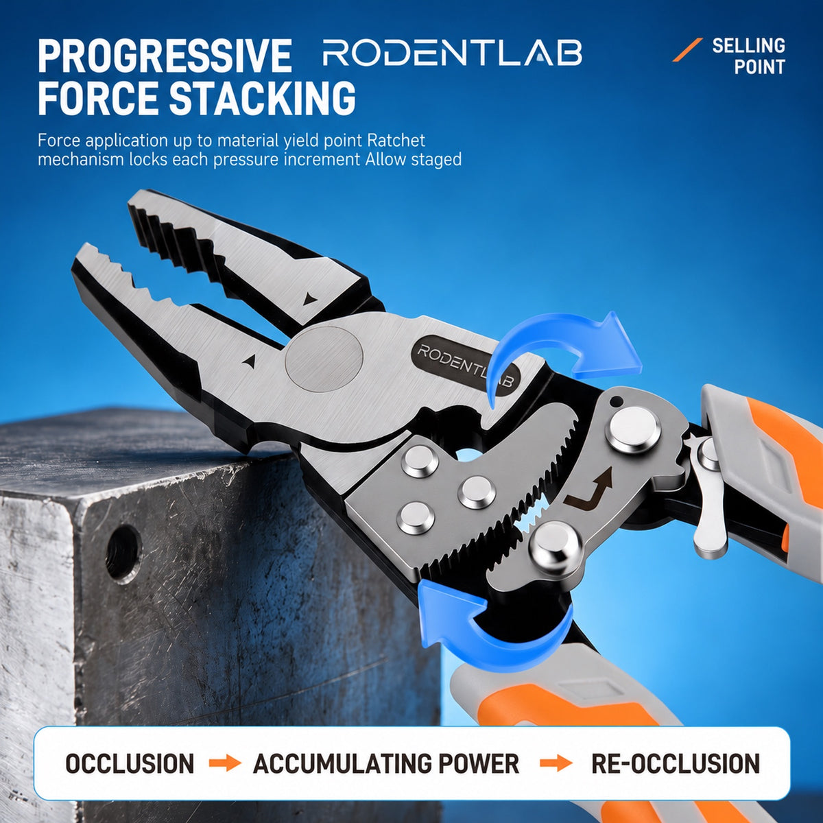 Heavy-Duty Self-Locking Ratchet Grip Pliers