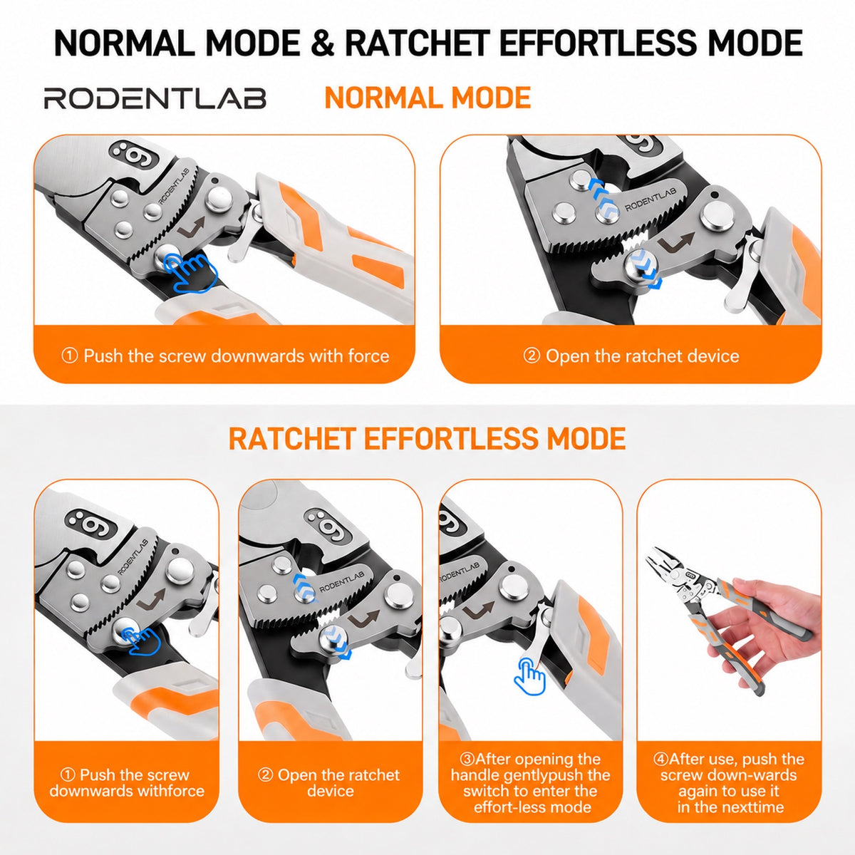 Heavy-Duty Self-Locking Ratchet Grip Pliers